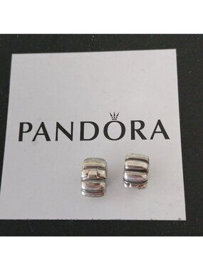 Pandora Ribbed Clips  790163 Sterling Silver 925 ALE, set of 2